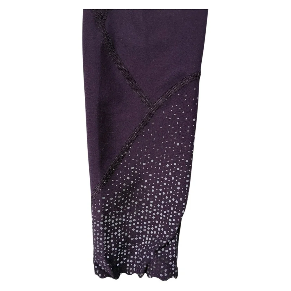 Lululemon Purple Leggings‎ Size 6 Drawstring Waist Zip Pocket Lettuce Hem